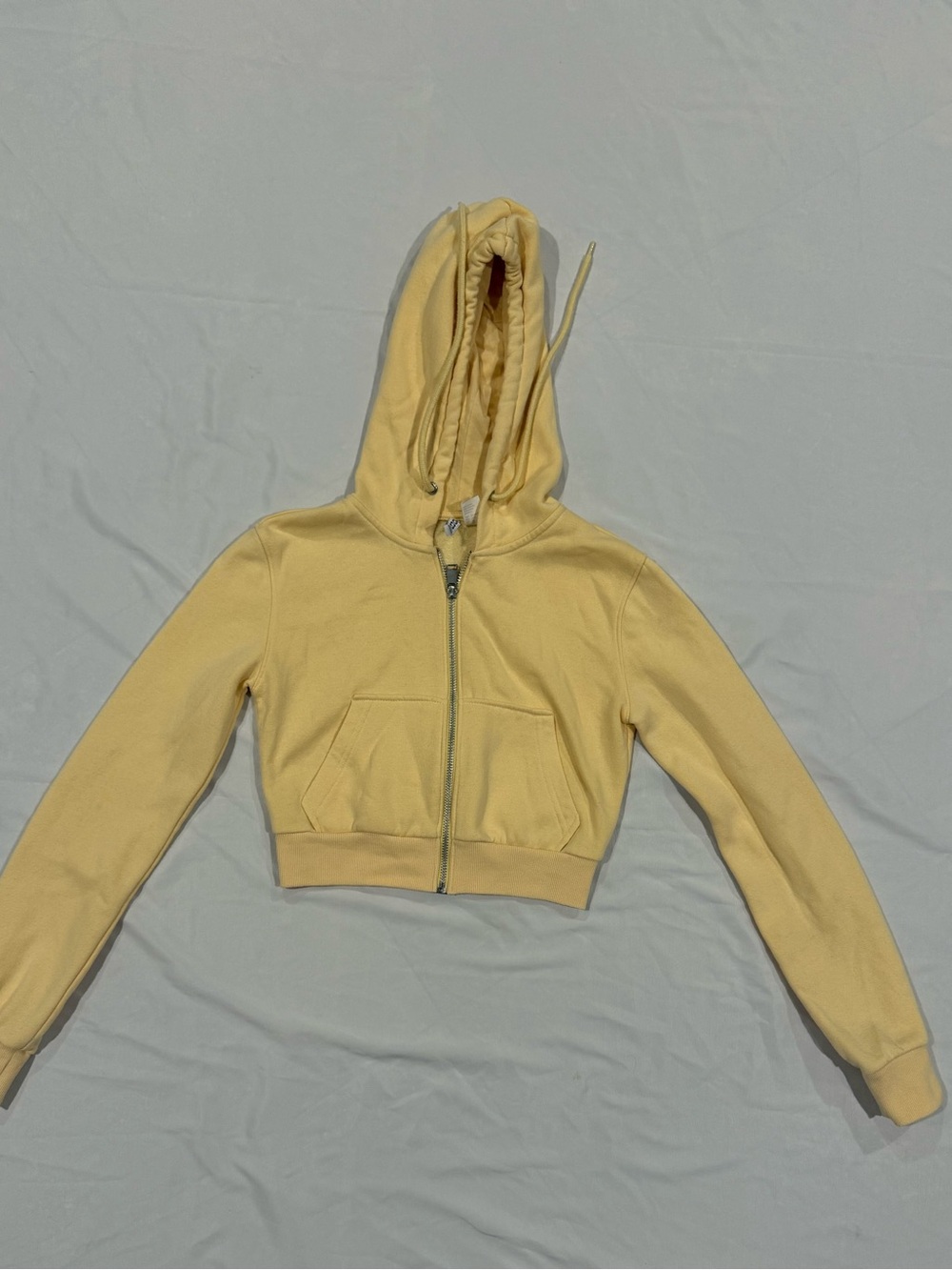 H&M Pale Yellow Cropped Hoodie Sweater